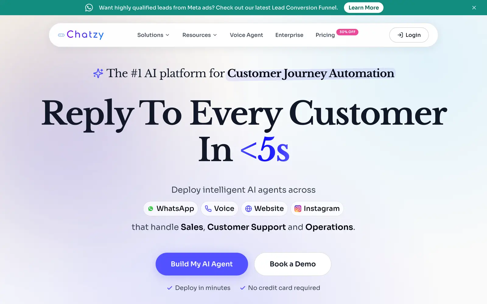 Screenshot of the Chatzy AI website