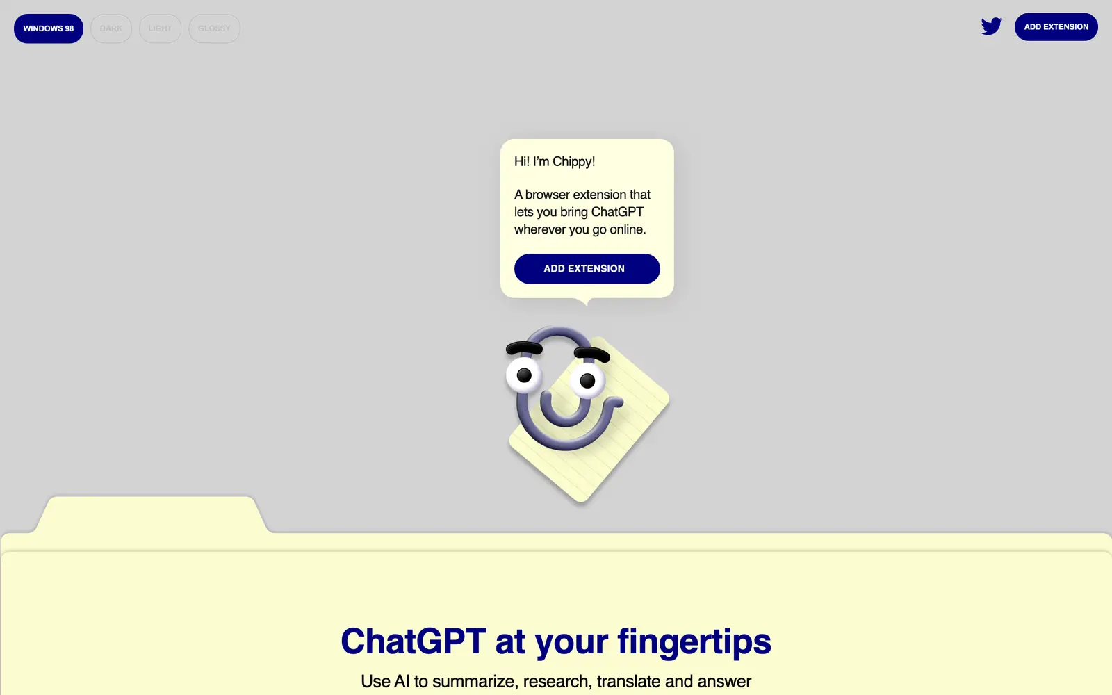 Screenshot of the ChippyAI website