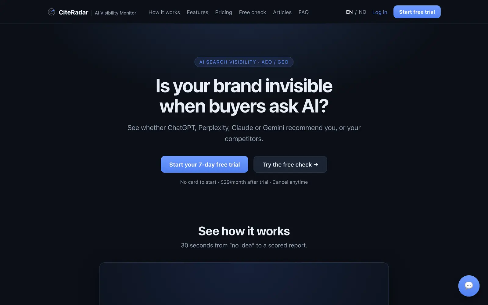 Screenshot of the CiteRadar website