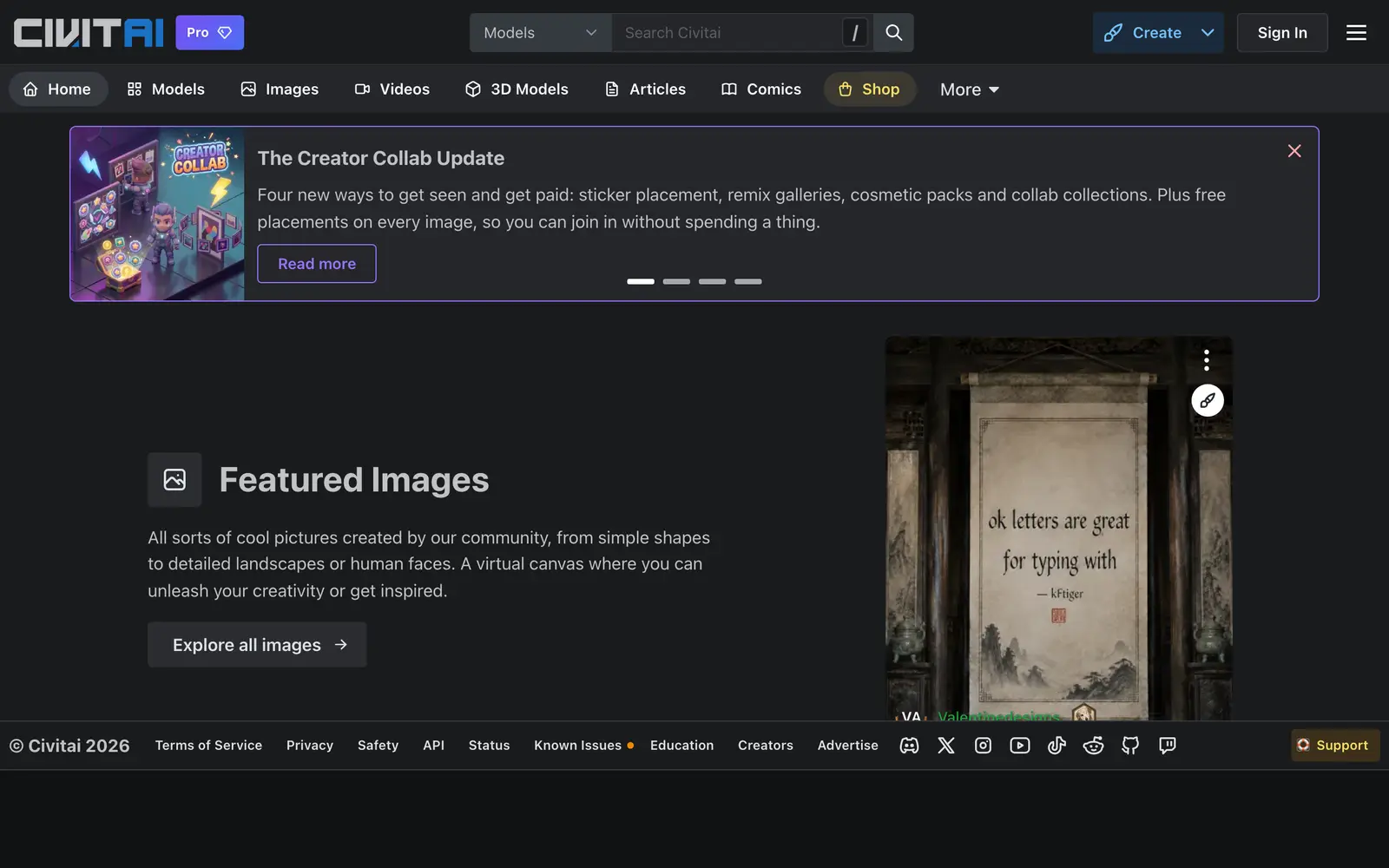 Screenshot of the Civitai website