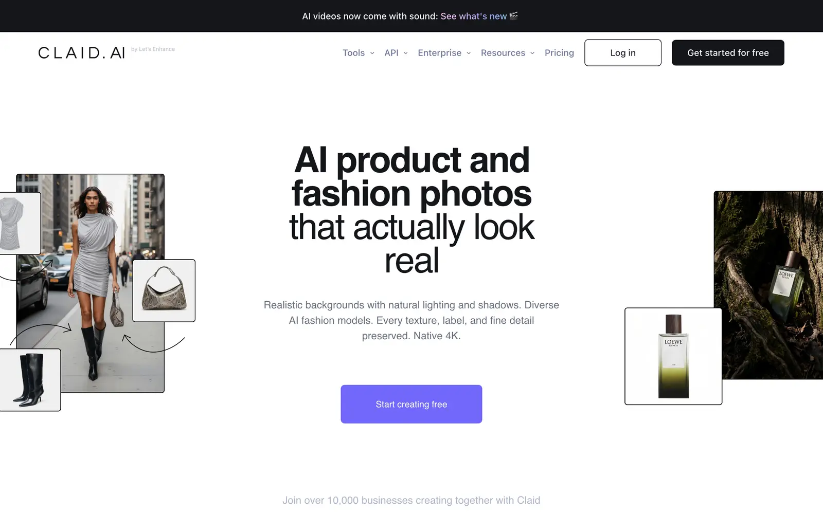 Screenshot of the Claid.ai website