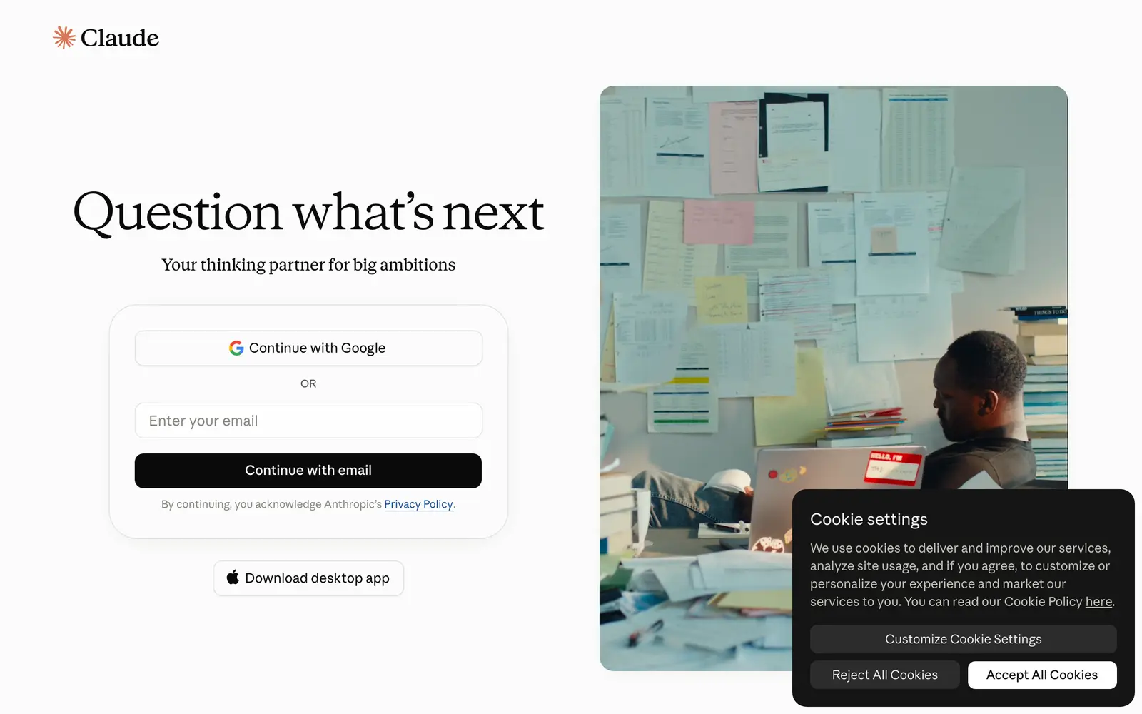 Screenshot of the Claude website