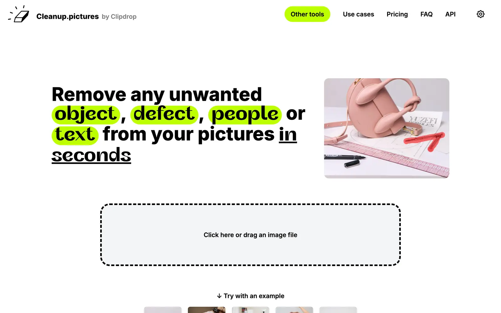 Screenshot of the Cleanup.pictures website