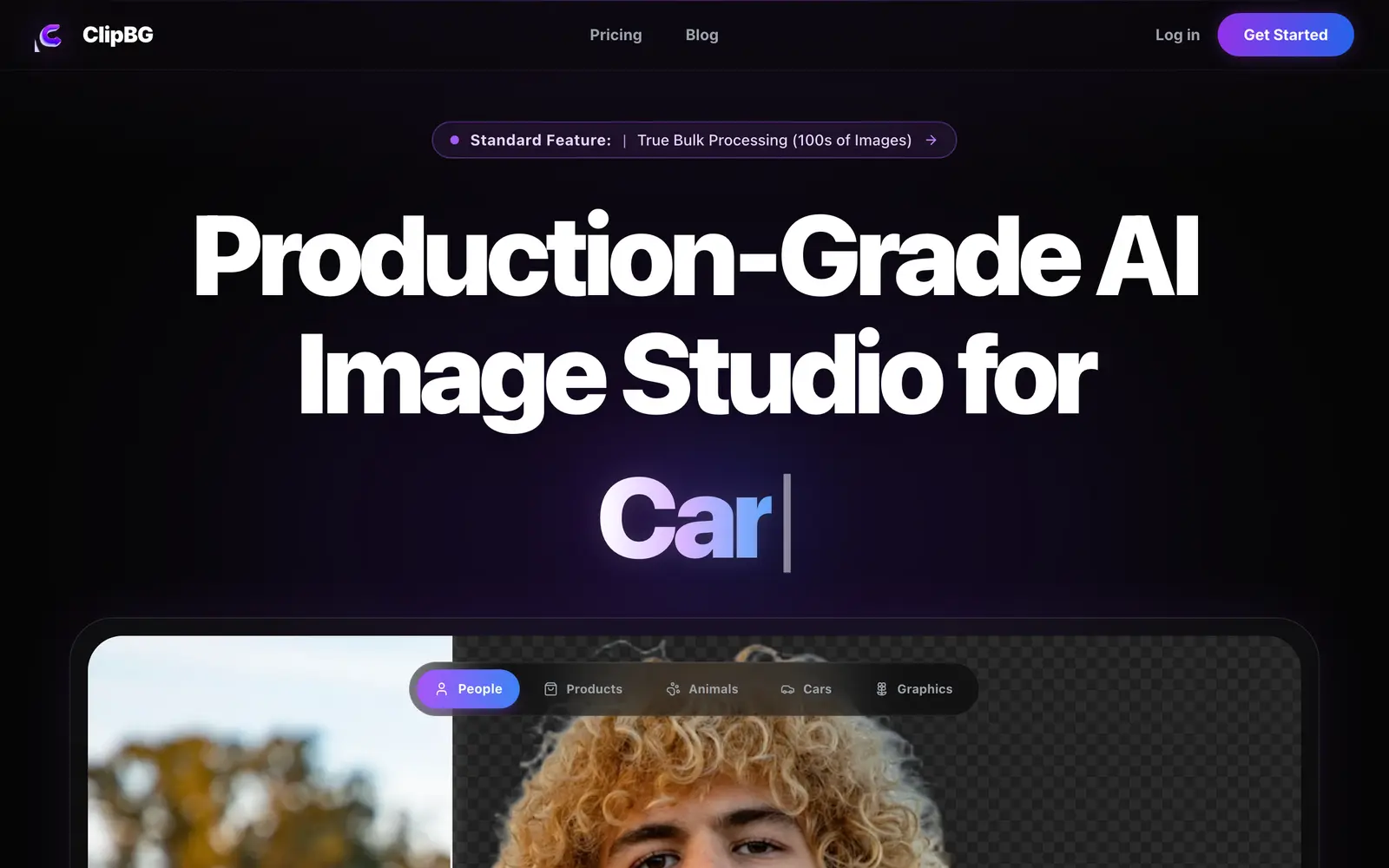 Screenshot of the ClipBG website