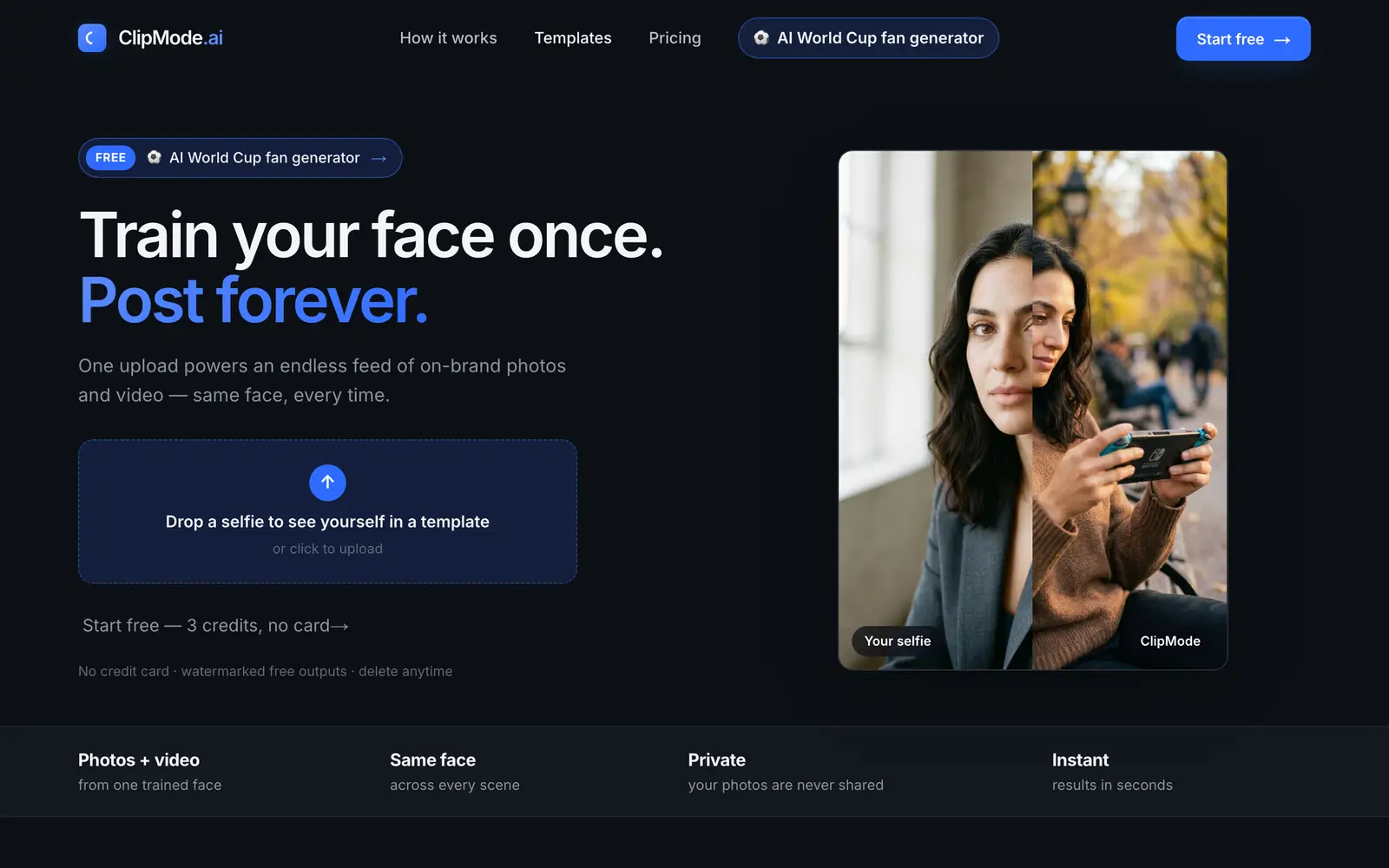 Screenshot of the ClipMode website