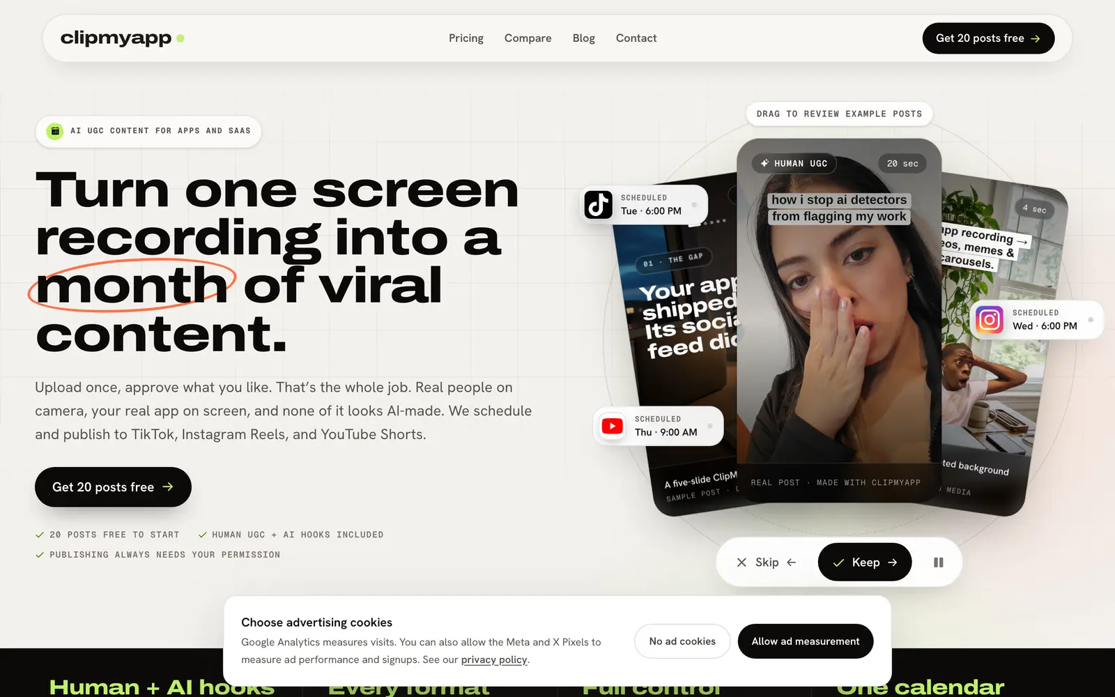Screenshot of the ClipMyApp website