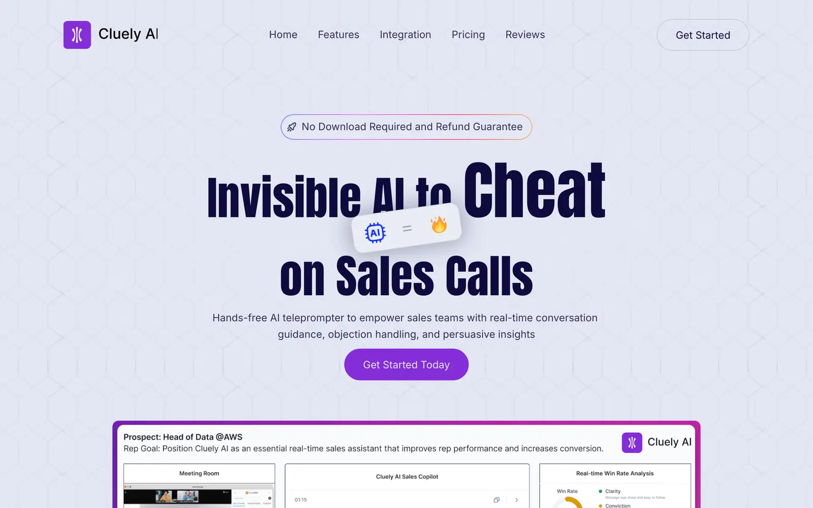 Screenshot of the Cluely website