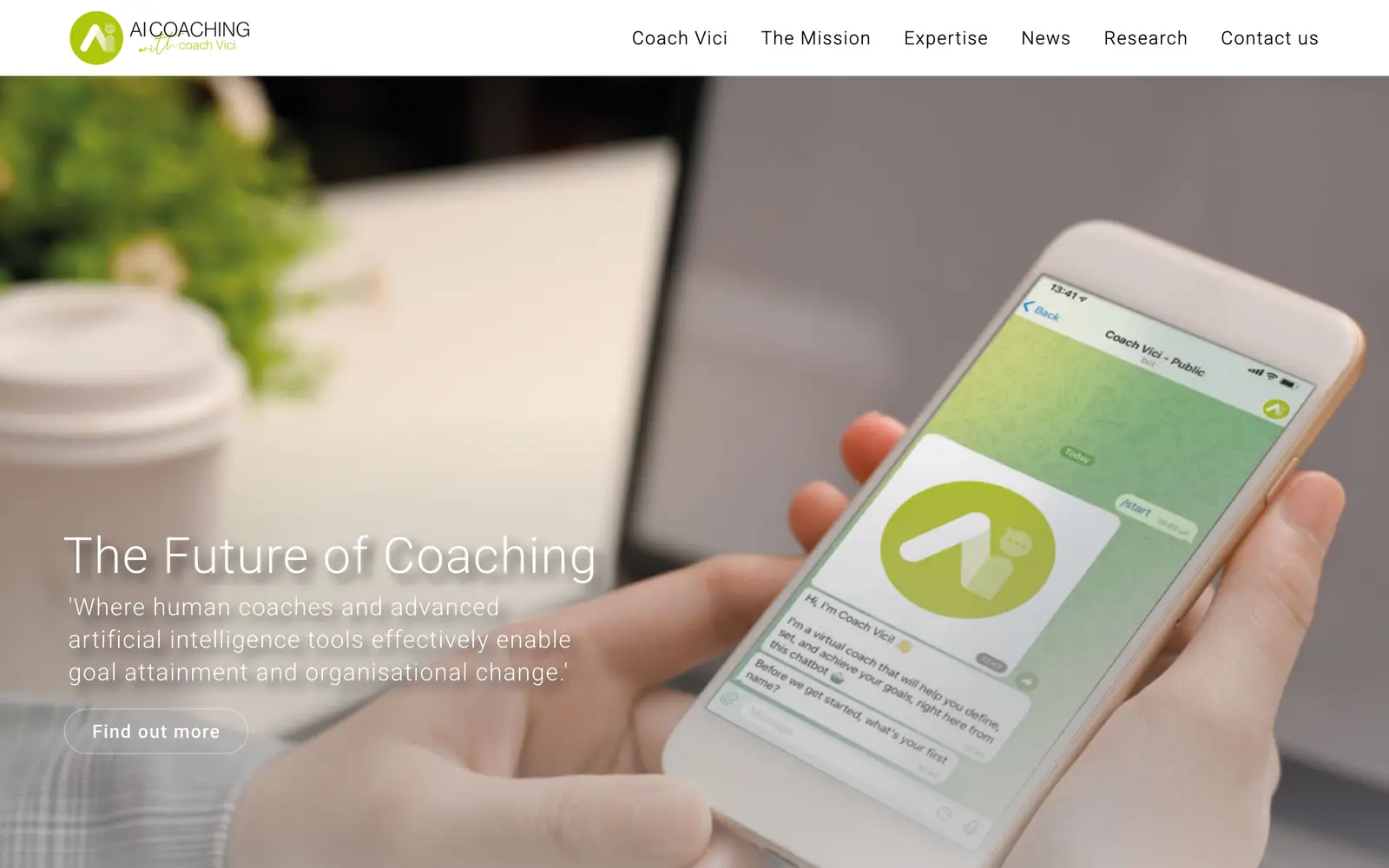 Screenshot of the Coach Vici website