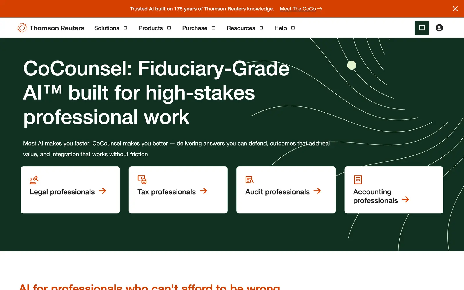 Screenshot of the CoCounsel website