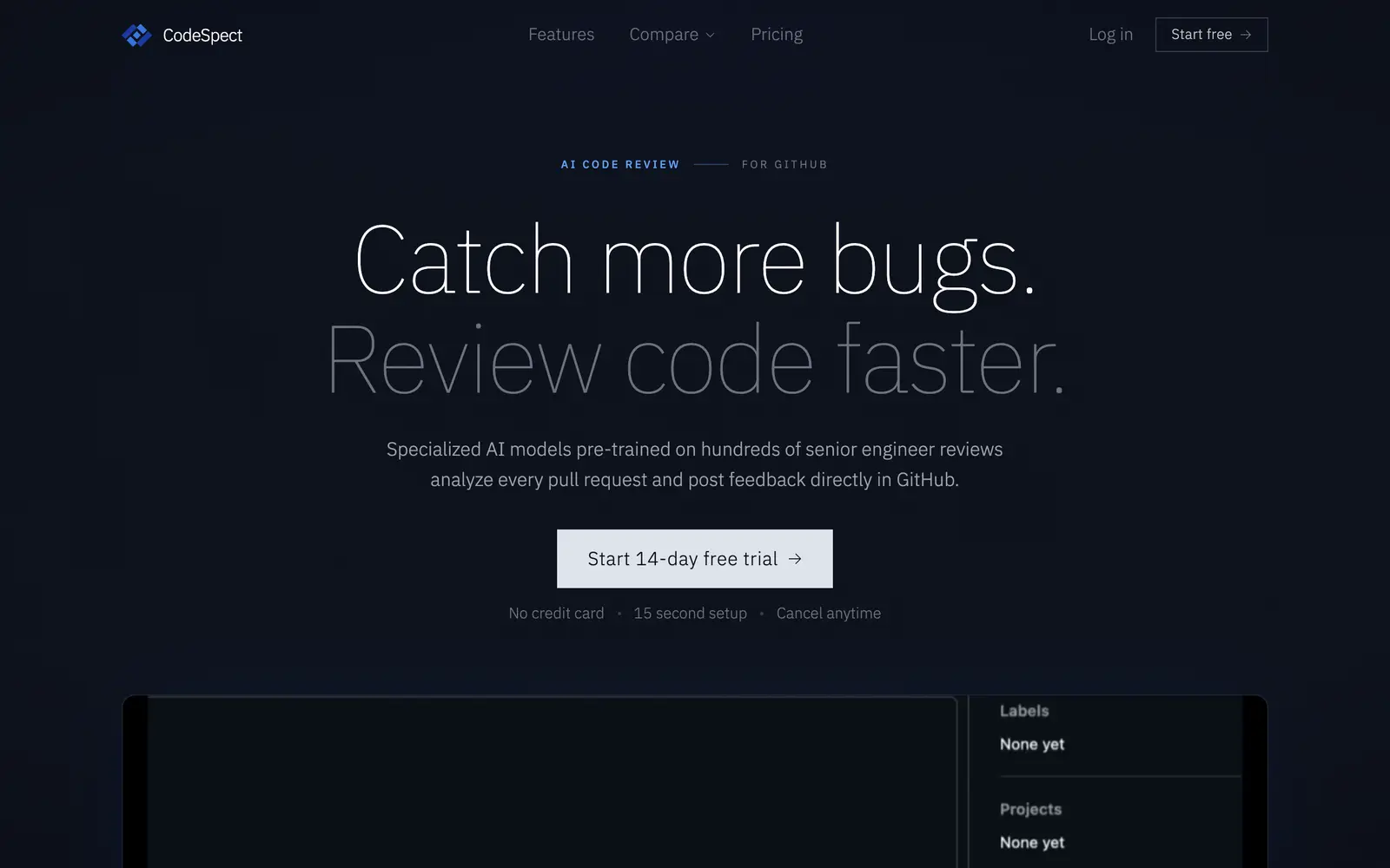 Screenshot of the Codespect website