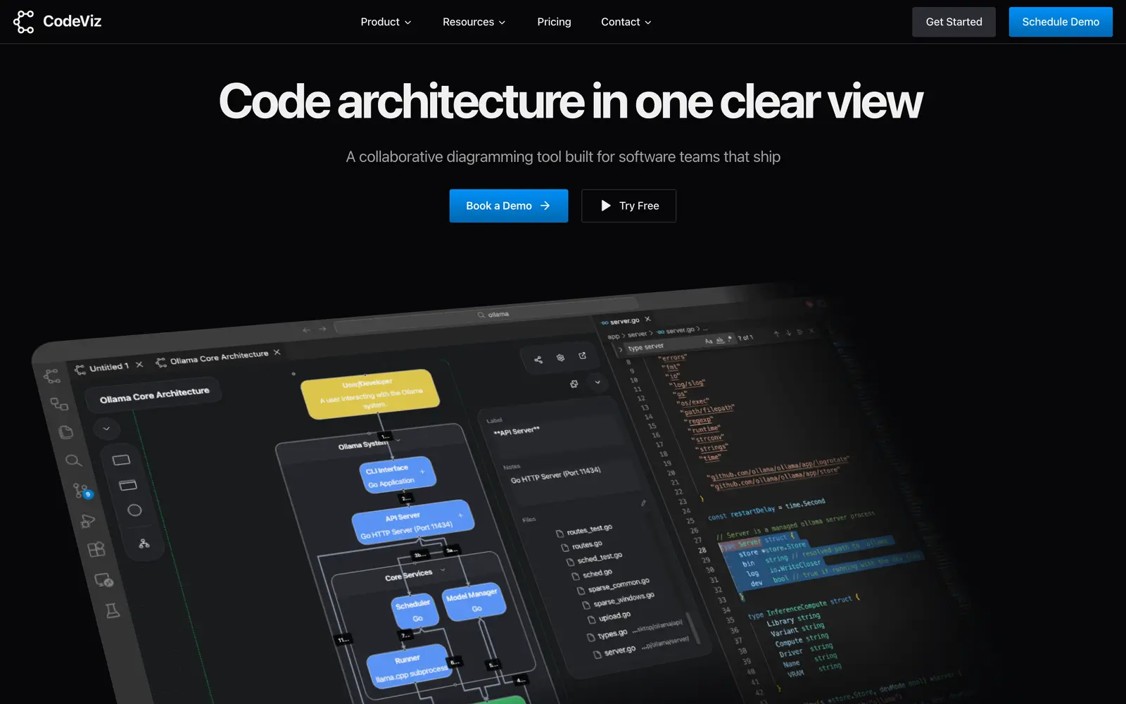 Screenshot of the CodeViz website
