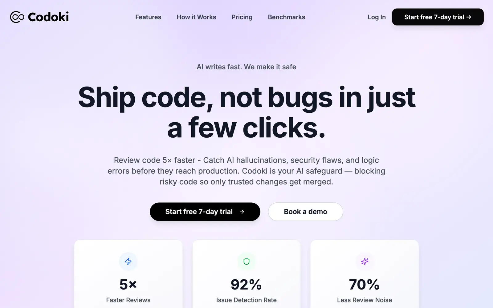 Screenshot of the Codoki Lens website