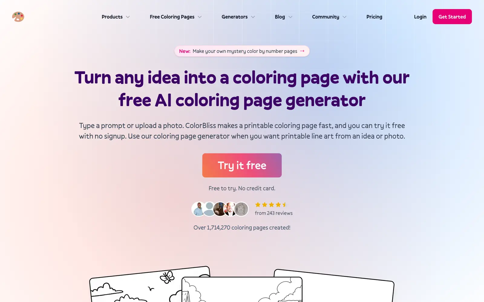 Screenshot of the ColorBliss website
