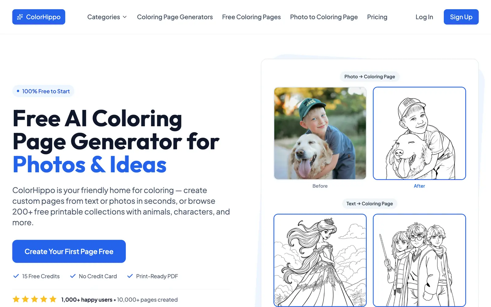 Screenshot of the ColorHippo website