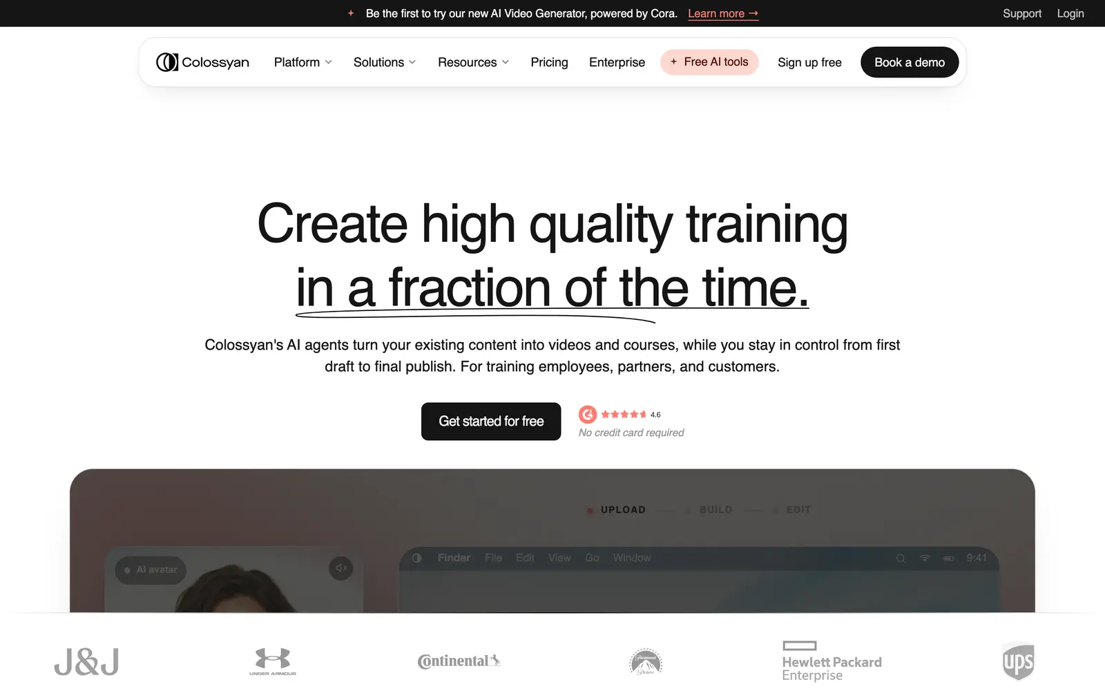 Screenshot of the Colossyan website