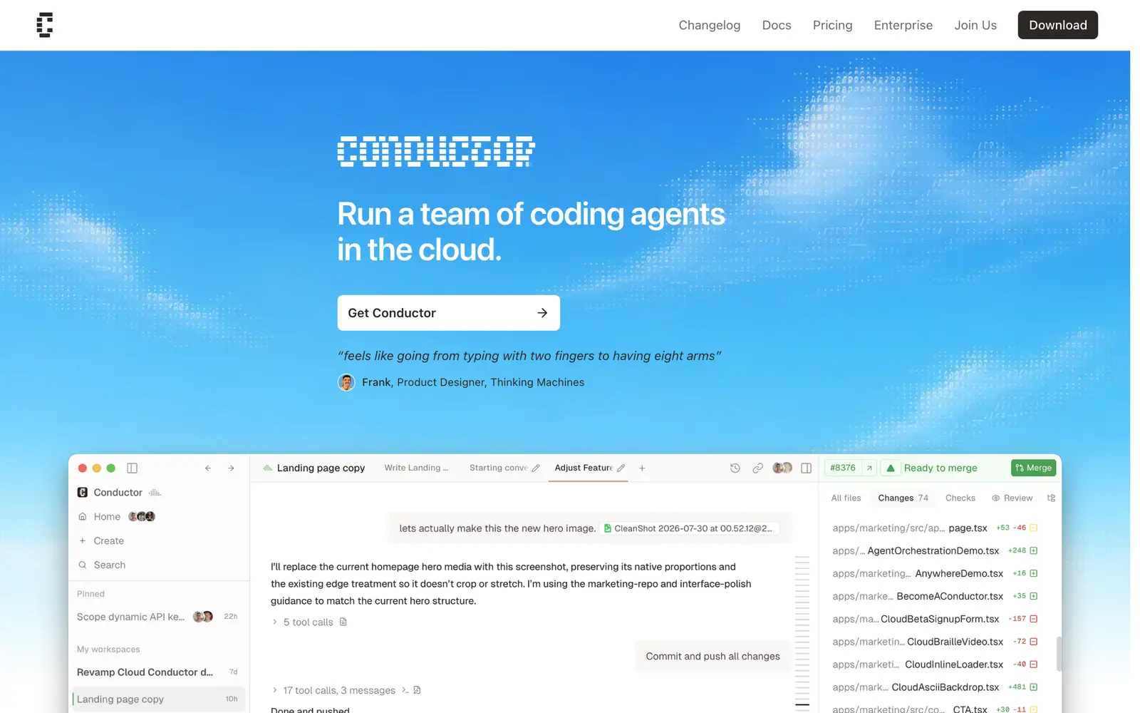 Screenshot of the Conductor website