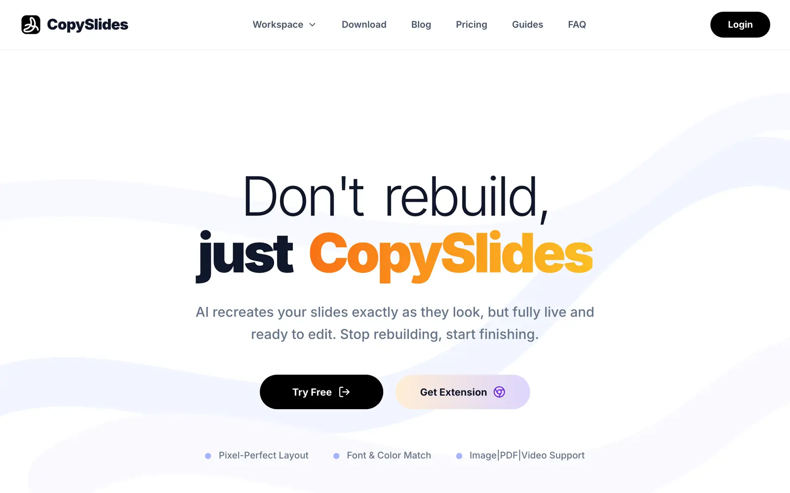 Screenshot of the CopySlides website