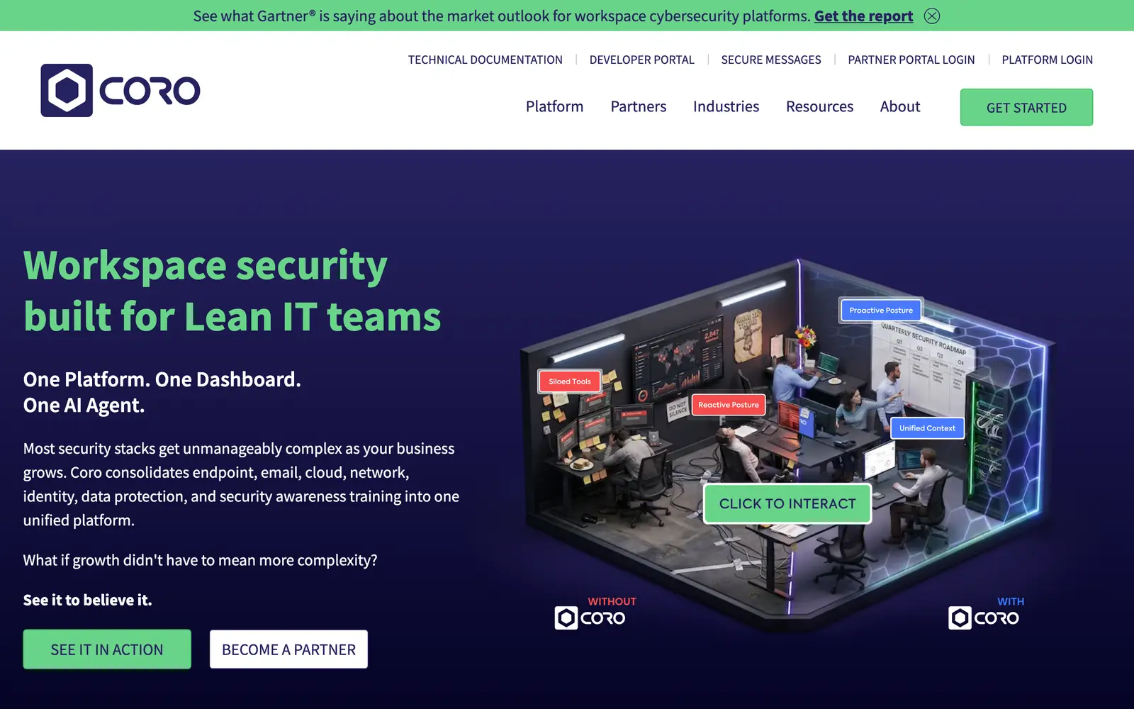 Screenshot of the Coro website