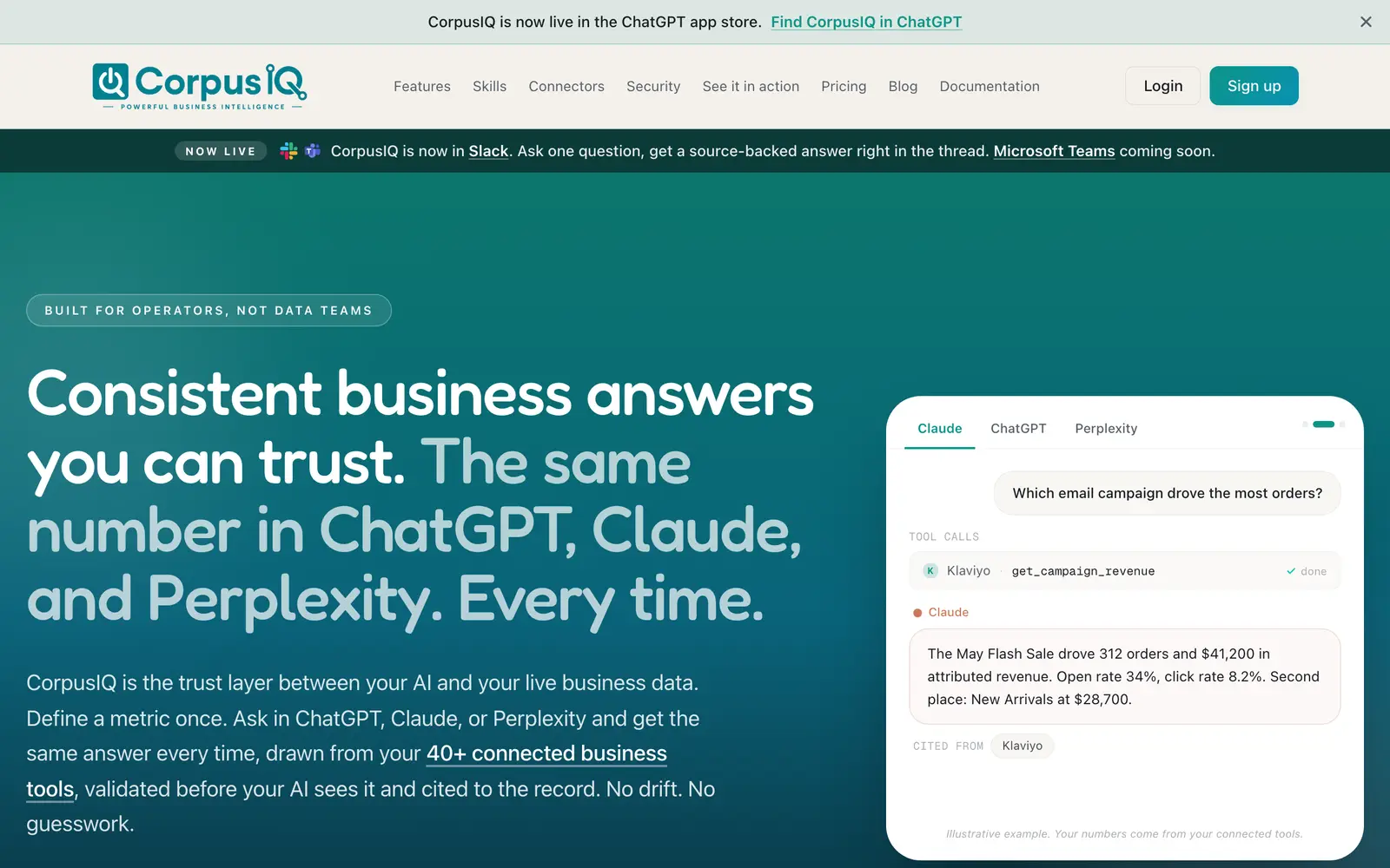 Screenshot of the CorpusIQ website