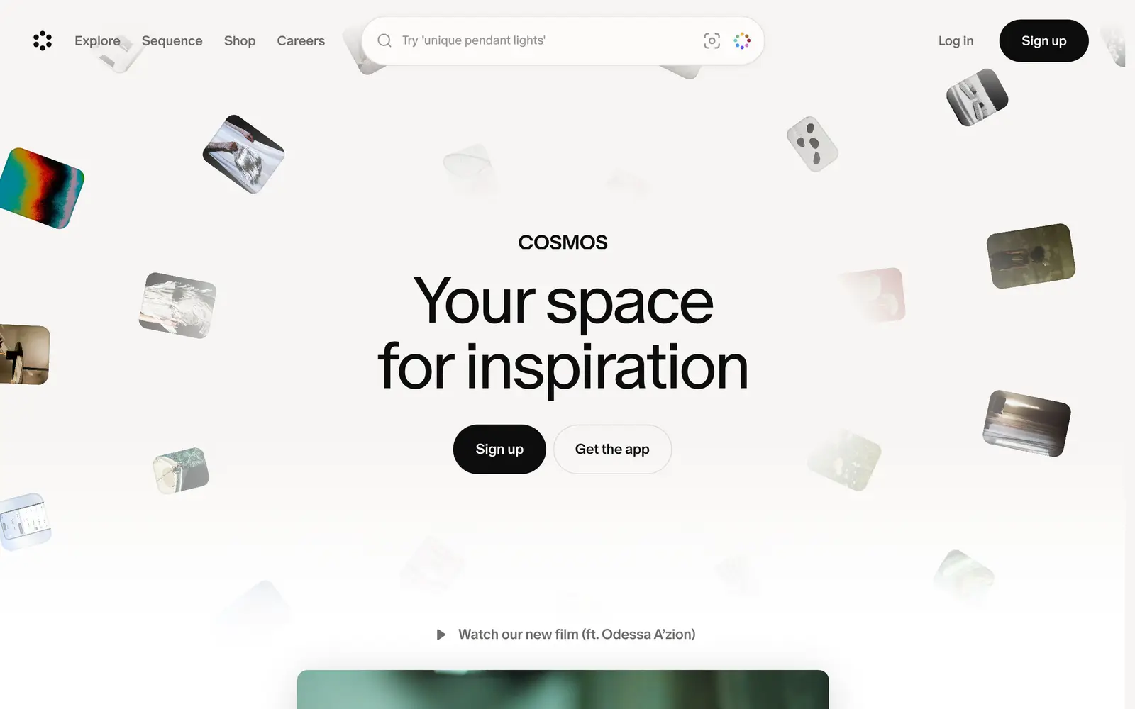 Screenshot of the Cosmos website