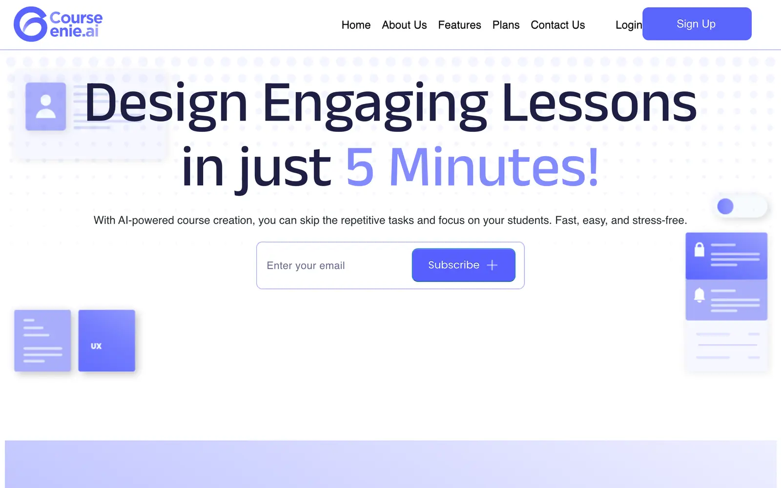 Screenshot of the CourseGenie website