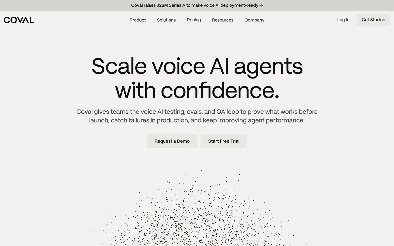 Screenshot of the Coval website