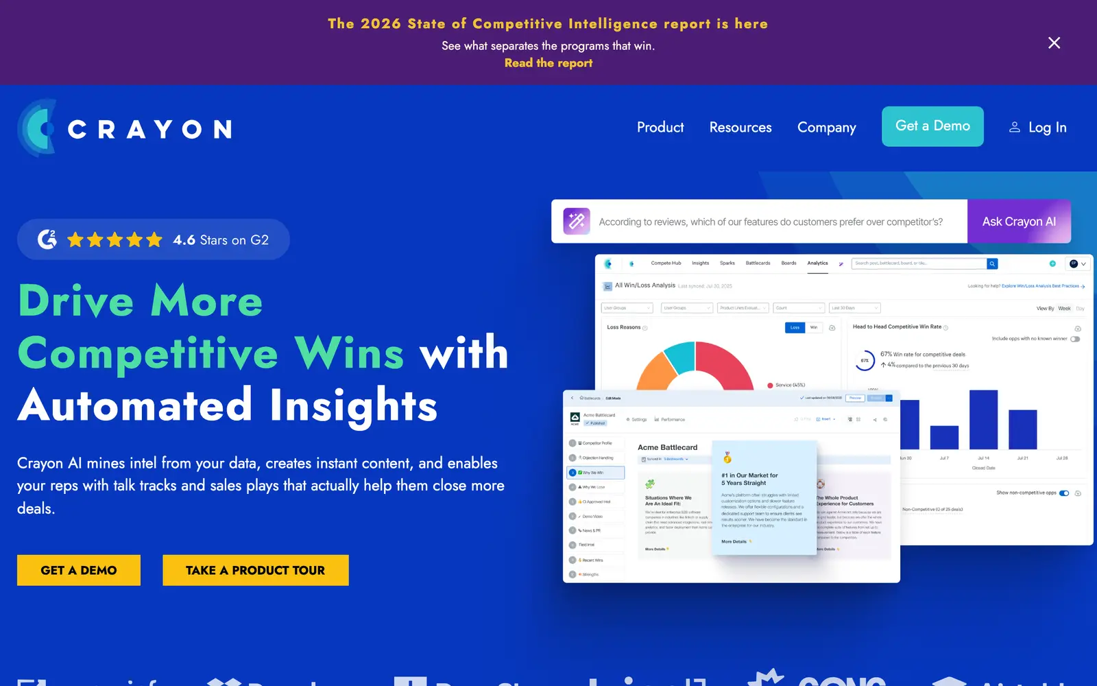 Screenshot of the Crayon website