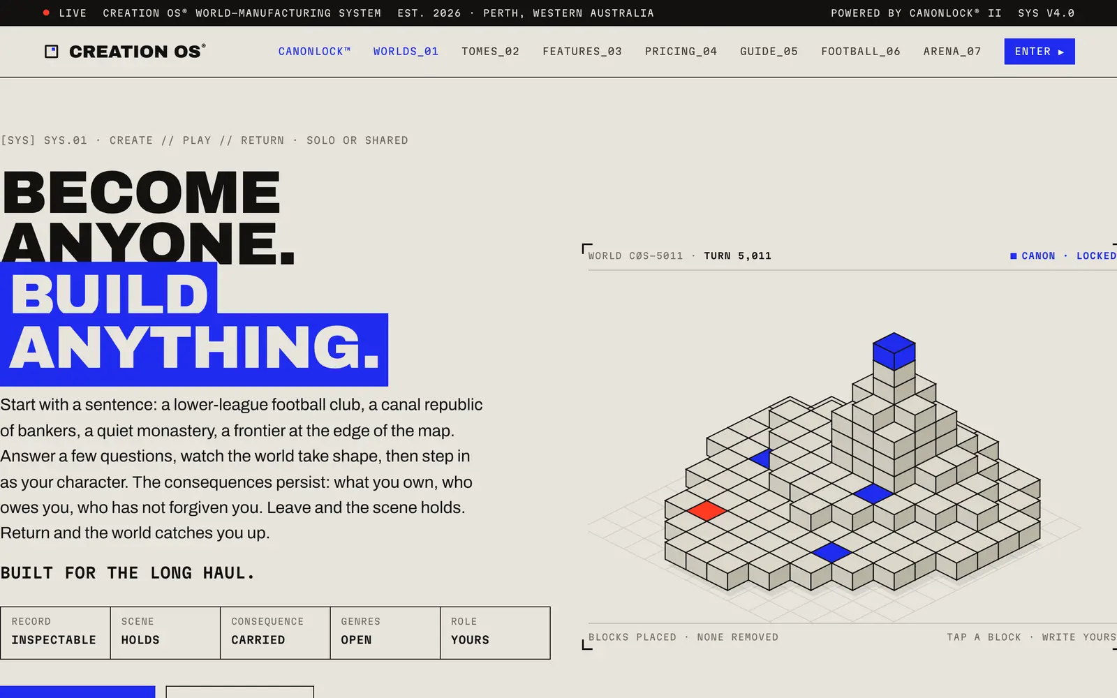 Screenshot of the Creation OS website
