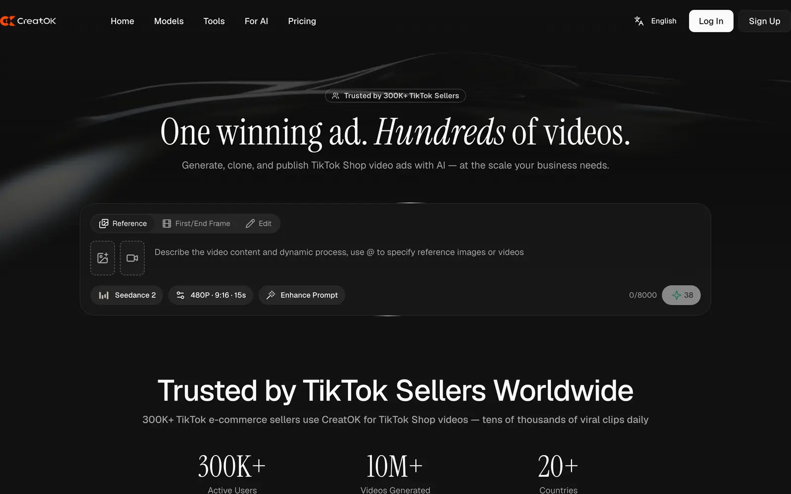 Screenshot of the CreatOK website