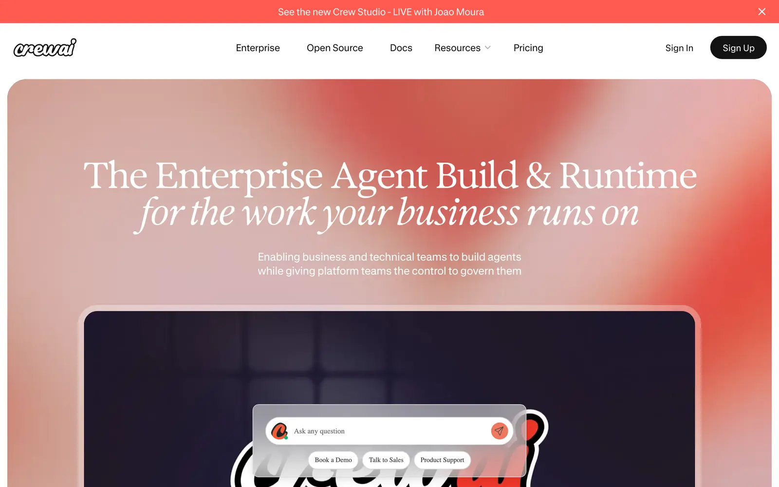 Screenshot of the CrewAI website