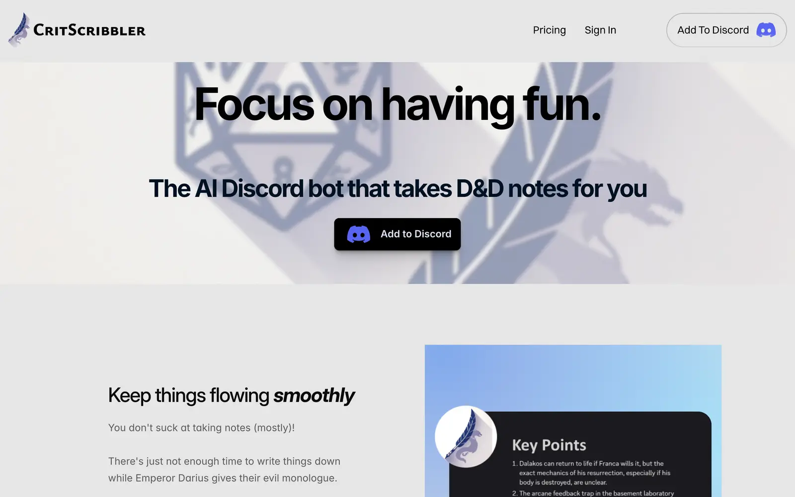 Screenshot of the Crit Scribbler website