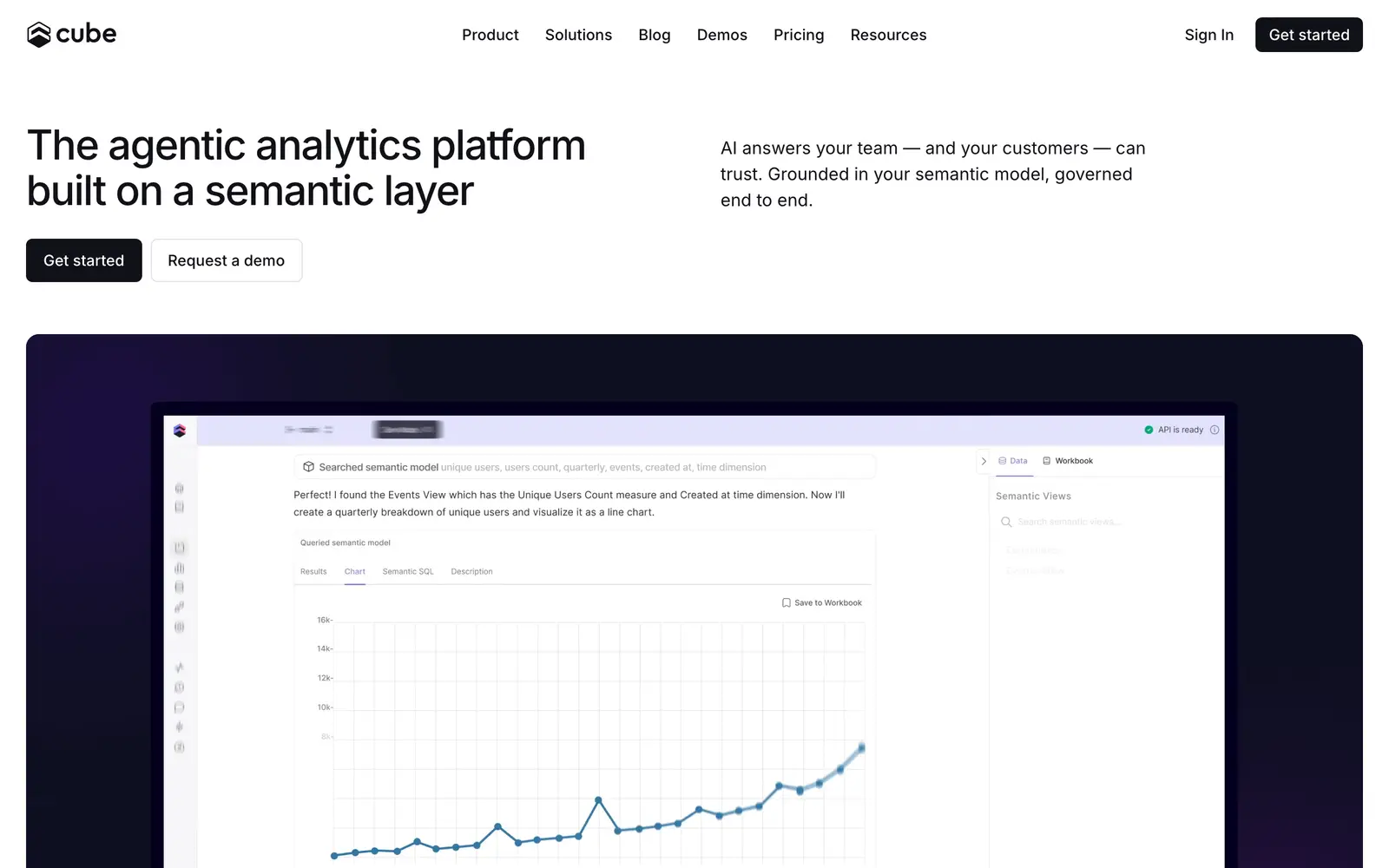 Screenshot of the Cube website