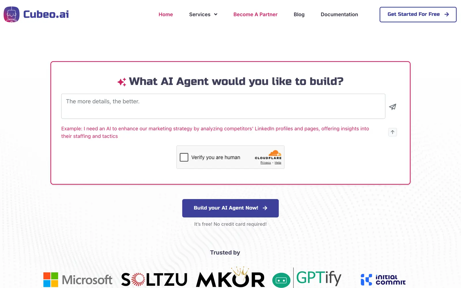 Screenshot of the Cubeo website