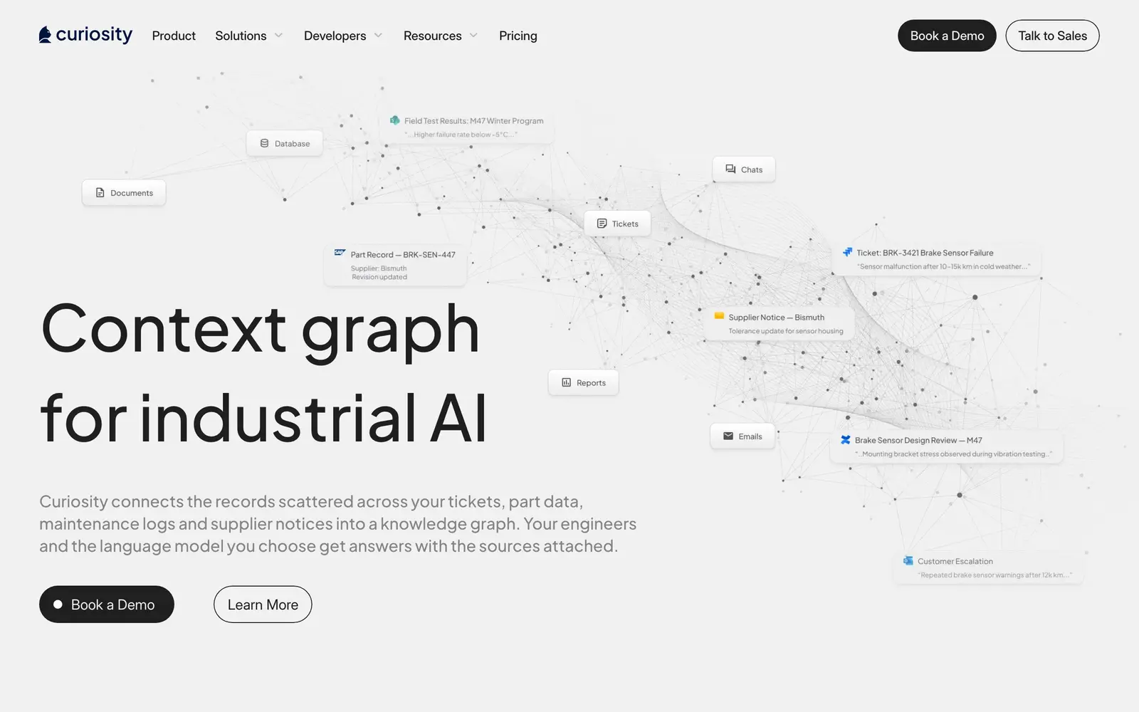 Screenshot of the Curiosity website