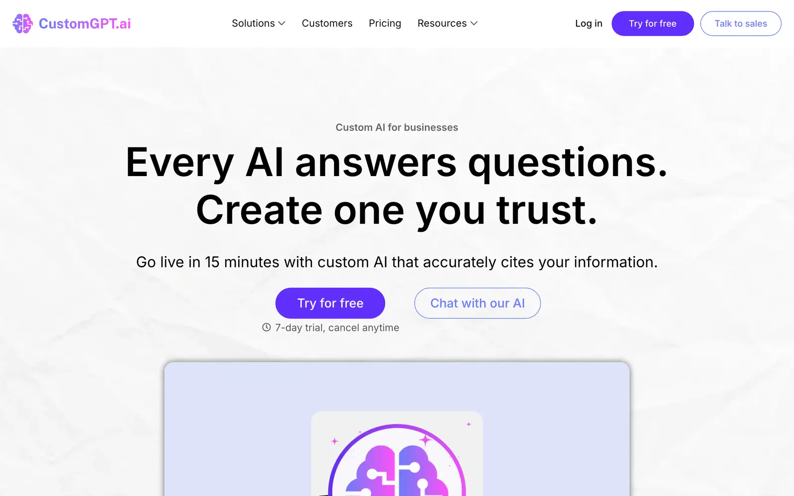 Screenshot of the CustomGPT.ai website