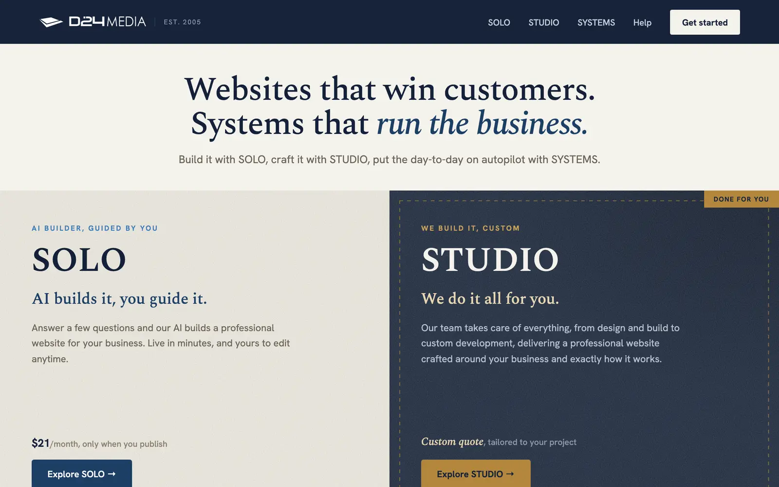 Screenshot of the D24 Media website
