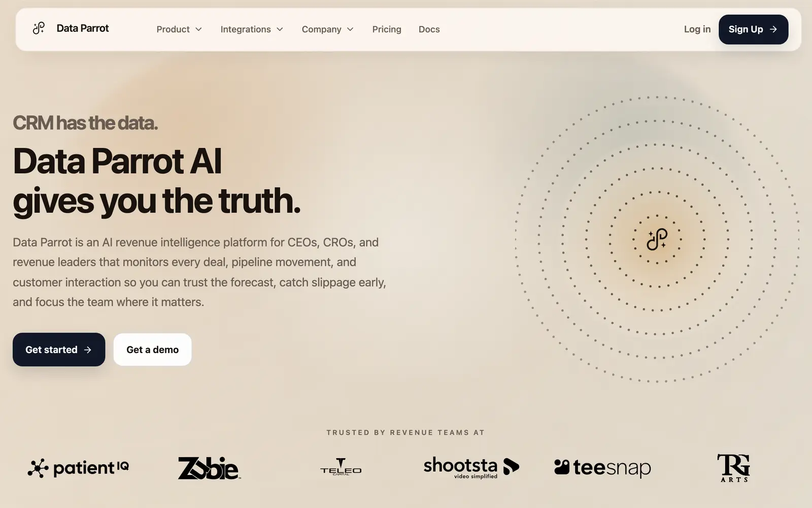 Screenshot of the Data Parrot website