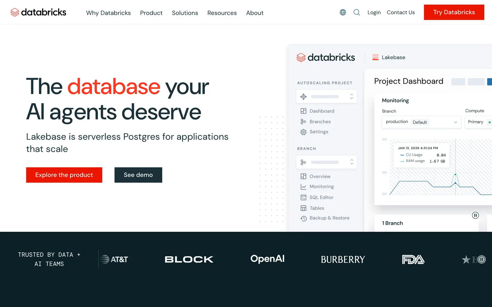Screenshot of the Databricks website