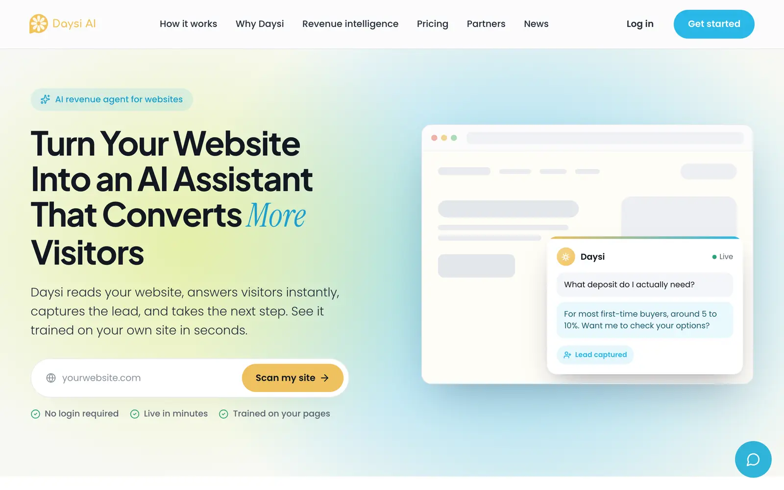 Screenshot of the Daysi AI website