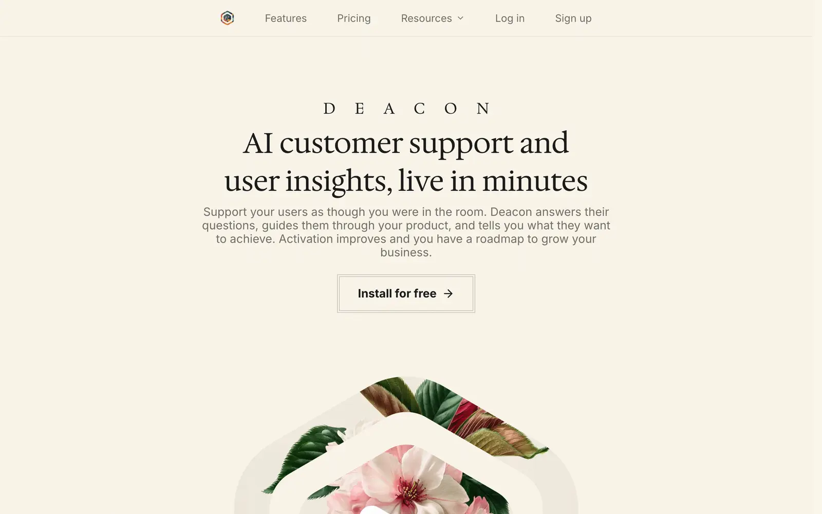 Screenshot of the Deacon website