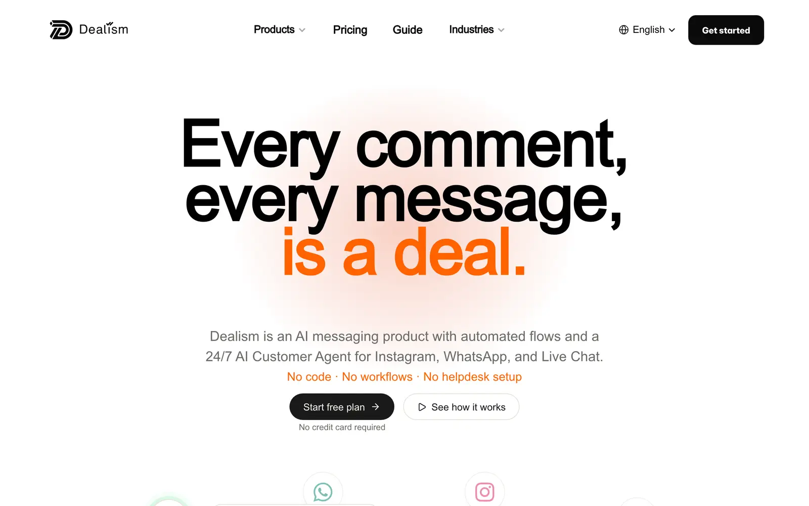 Screenshot of the Dealism website