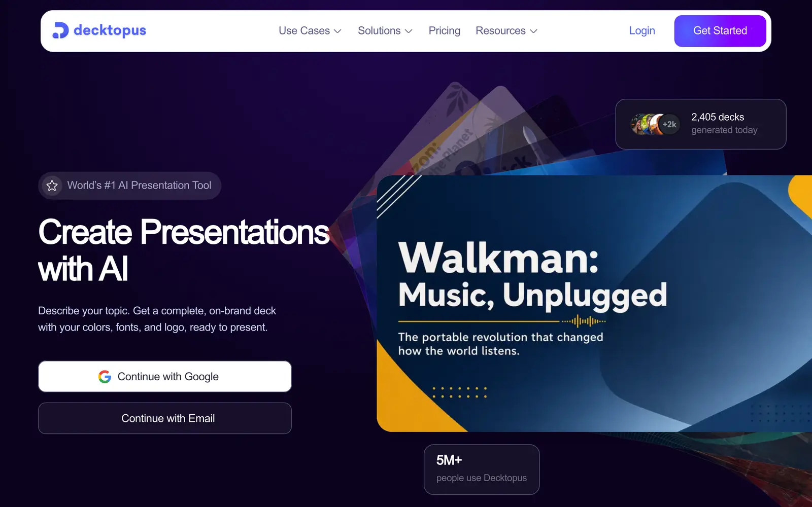 Screenshot of the Decktopus website