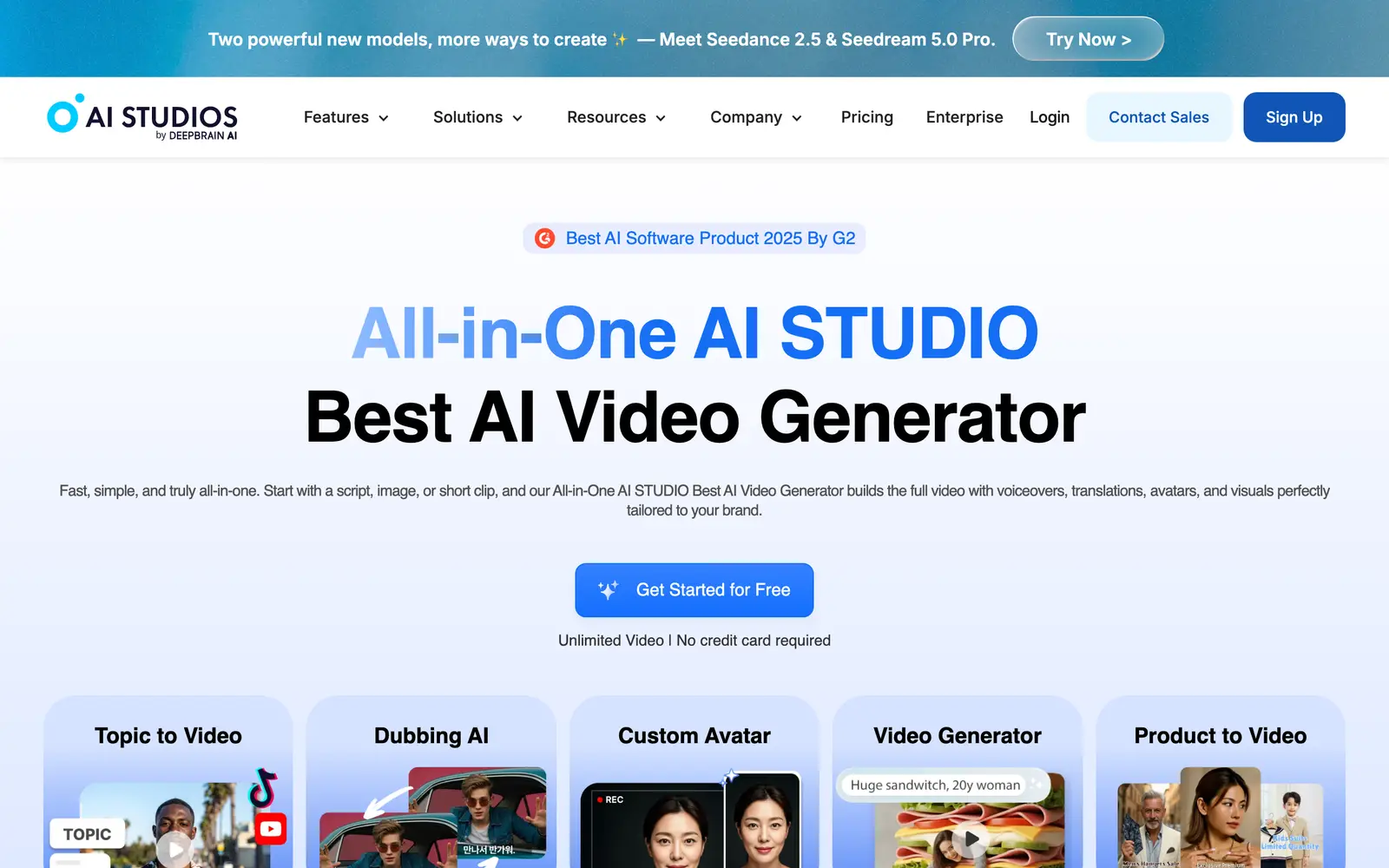 Screenshot of the AI Studios website