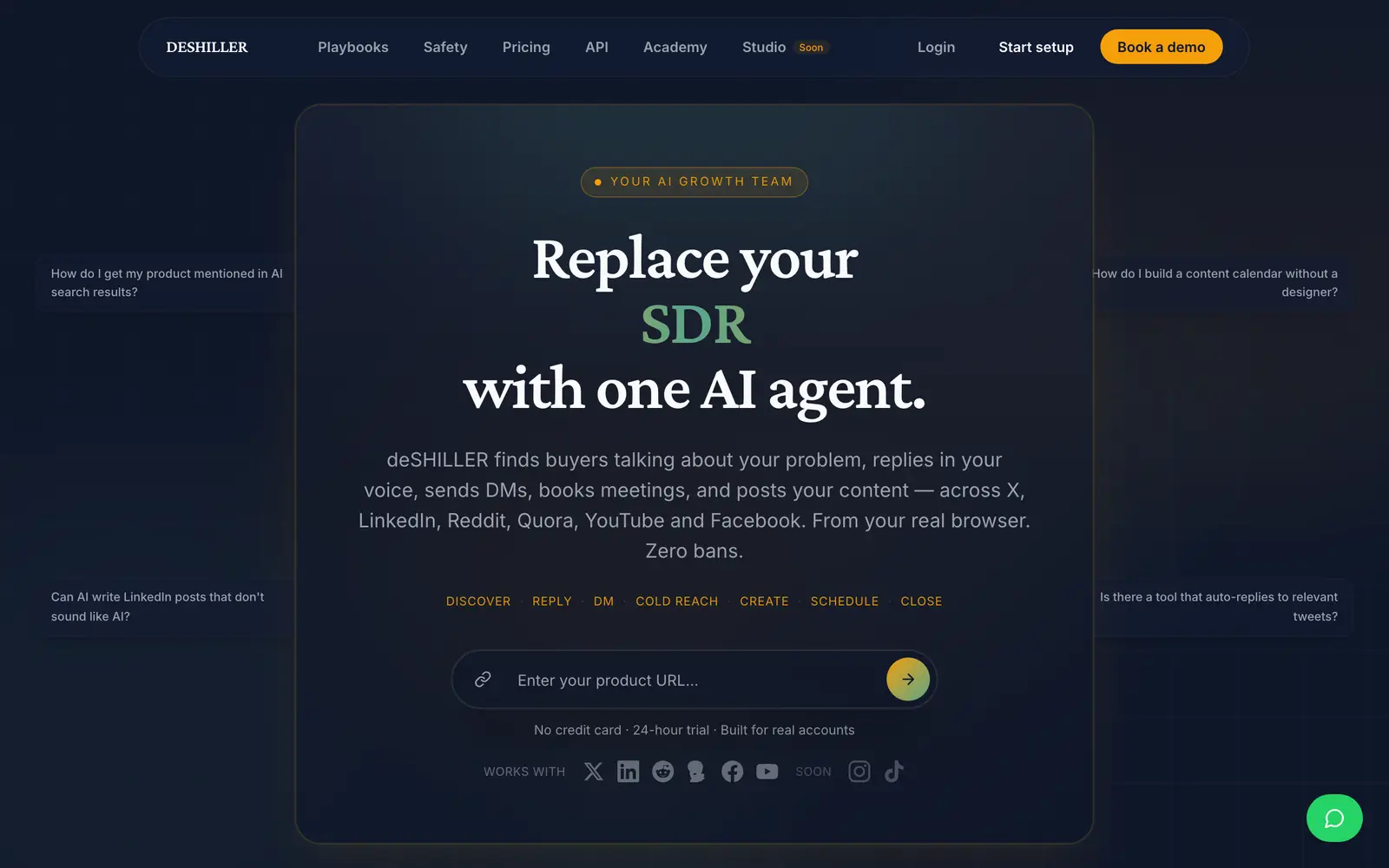 Screenshot of the Deshiller website