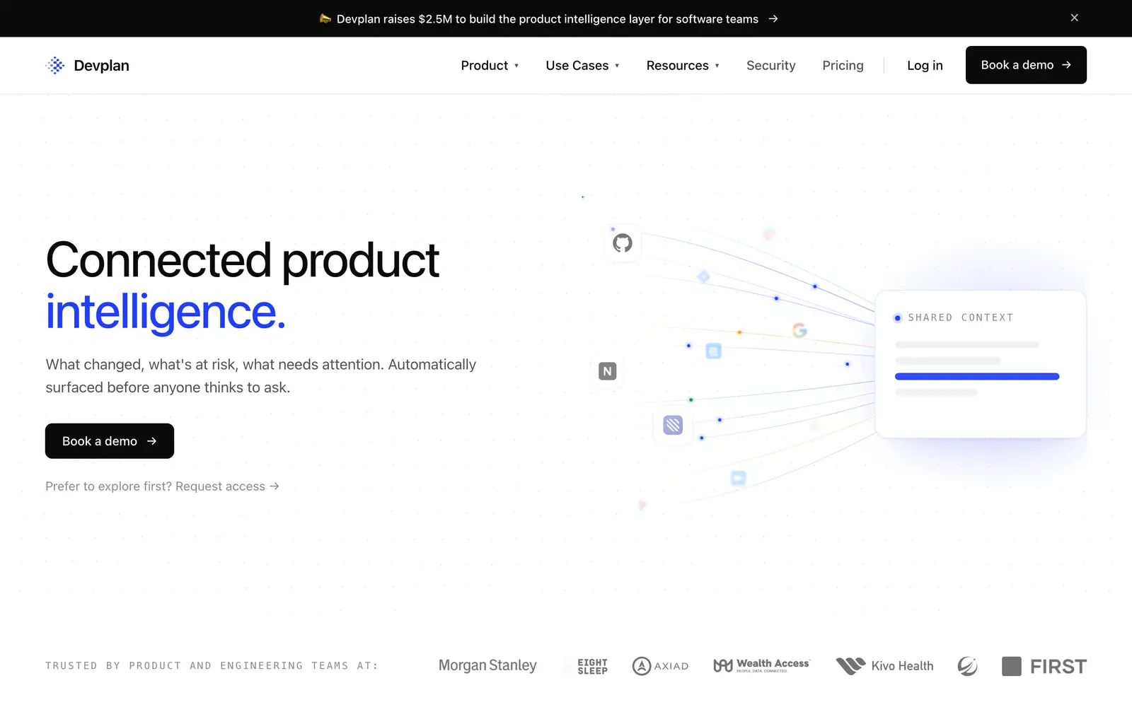 Screenshot of the Devplan website