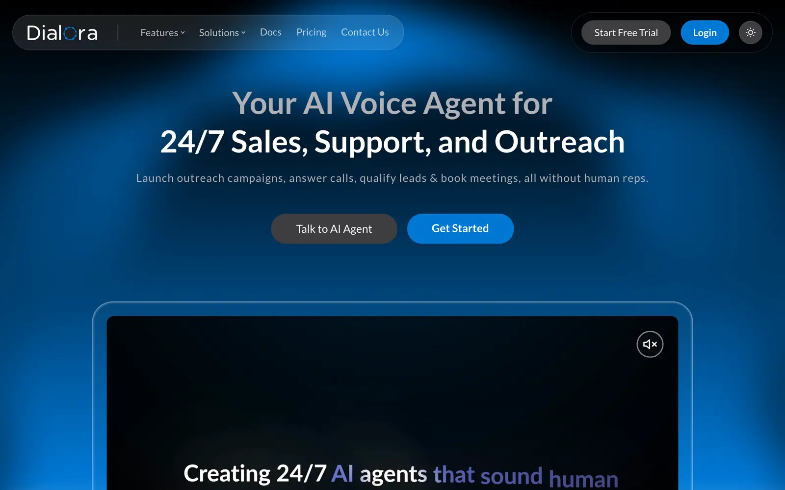 Screenshot of the Dialora.ai website