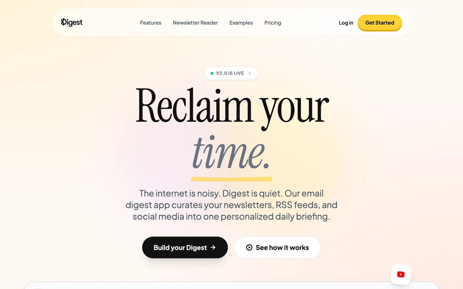 Screenshot of the Digest website