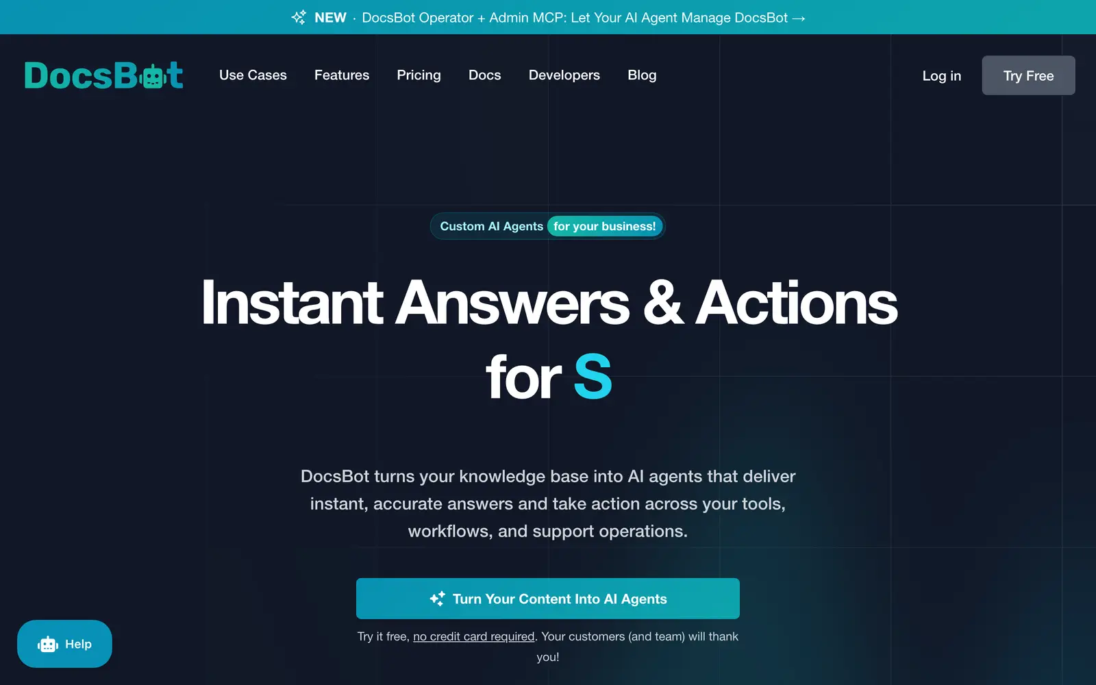 Screenshot of the DocsBot website