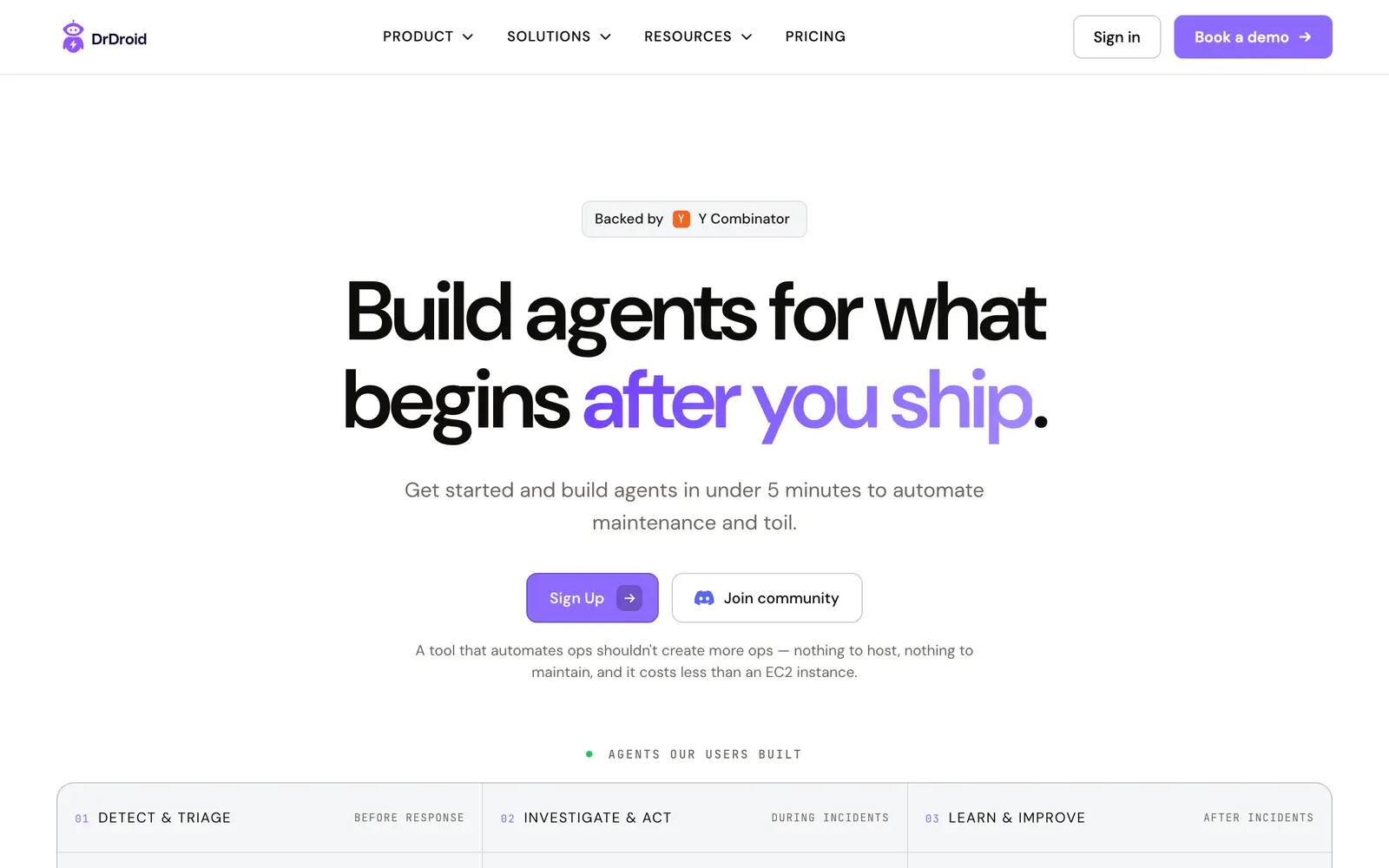 Screenshot of the Doctor Droid website