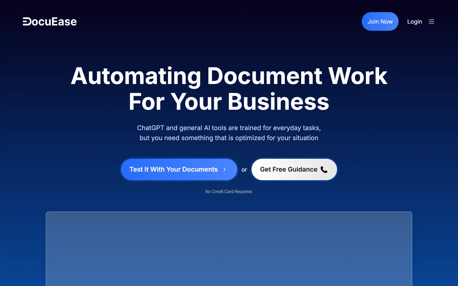 Screenshot of the DocuEase website